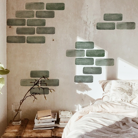 Vintage Watercolor Brick Wall Stickers For Home Decor Living Room Bedroom Artistic Textured Non-Glue Tile Decal Backdrops