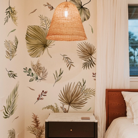 Adesivi Murali Botanici Boho Grandi Foglie Tropicali in PVC Palma Felce Stile Nordico Decalcomanie Floreali per Camera da Letto