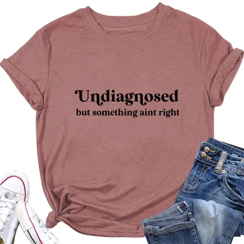 Women T-Shirt Cotton Blend Crew Neck Short Sleeve Slogan Print Casual Letter Graphic Summer Leisure Top