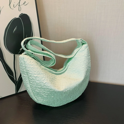 Borsa Hobo da Donna Trendy con Texture a Bolle Grande Capacità Plicsettata Mezzaluna Borsa a Tracolla Casual Versatile per Donna