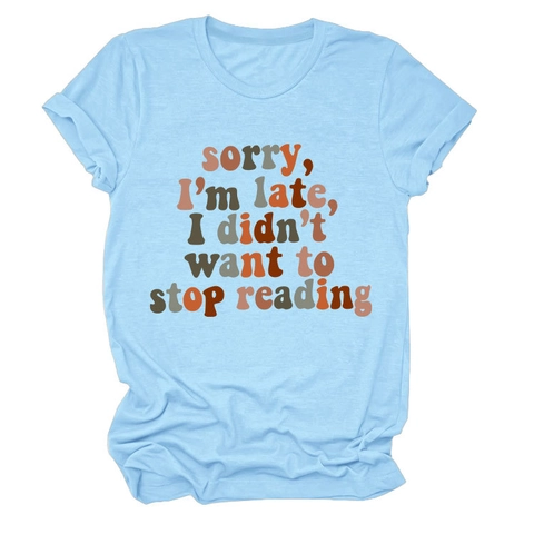 T-shirt Donna Maniche Corte Girocollo Misto Cotone Stampa Slogan Casual Tipografia Tema Lettura Top Estivo