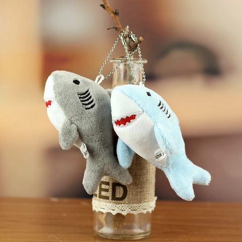 Cute Mini Plush Shark Keychain Pendant Soft Stuffed Ocean Animal Shark Doll For Backpack Bag Decor Gift Unisex Teens Adults