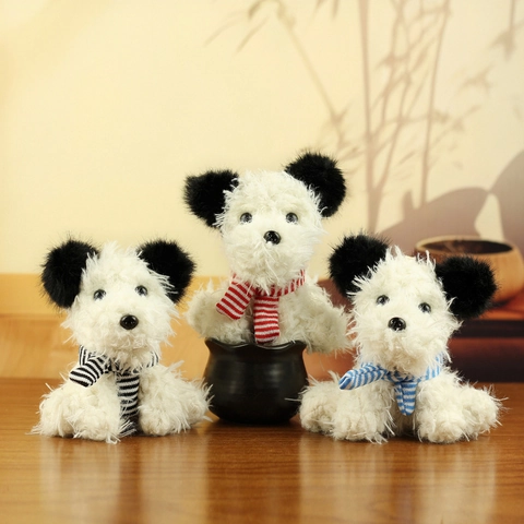 Mignon Pendentif Peluche West Highland White Terrier Porte-clés Chien Charme de Sac Peluche Douce Poupée Avec Écharpe à Rayures Cadeau Pour Femmes Filles
