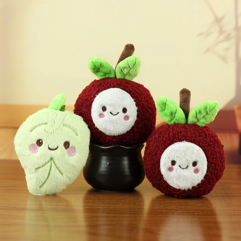Cartoon Fruit Plush Keychain Cute Lychee Leaf Stuffed Doll Toy For Backpack Decoration Gift For Kids Girls Boys