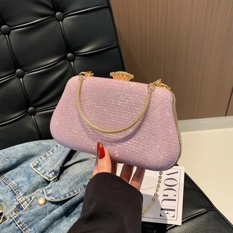 Elegante Damen Glitzer Abendtasche Luxuriöse Pailletten Handtasche Mit Metallgriff Und Kettenriemen Für Hochzeitsfeier
