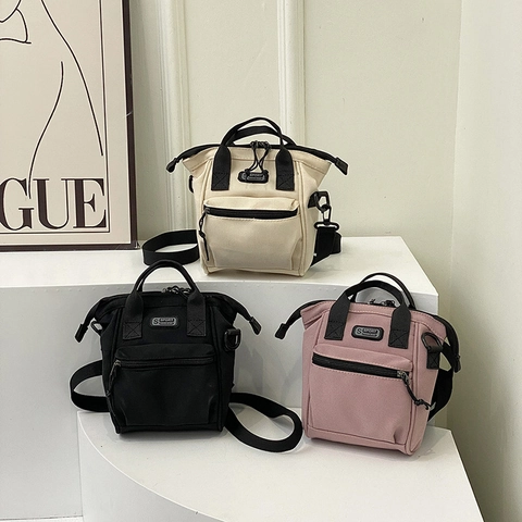 Women's Casual Canvas Crossbody Bag Fashion Sport Mini Tote Handbag With Multi Pocket Adjustable Strap Daily Shoulder Bag