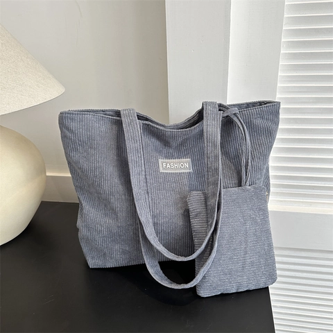 Bolso Tote de Pana Grande para Mujer Bolso de Hombro a Rayas Con Bolsa Bolso de Mano de Viaje Retro Casual Diario Compras