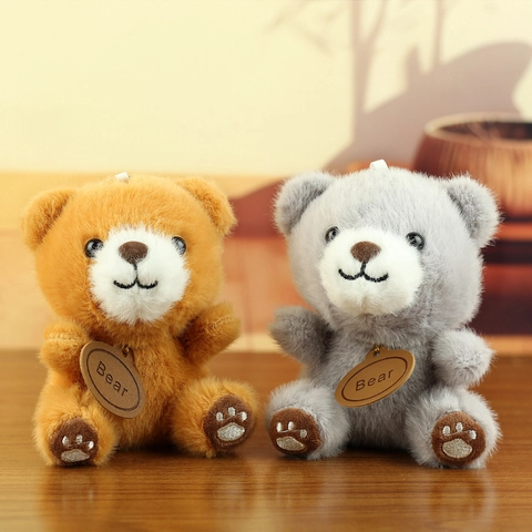 Cute Teddy Bear Plush Toy Keychain Bag Pendant Soft Stuffed Bear Doll With Strawberry Decoration Heart Paw Gift For Women General