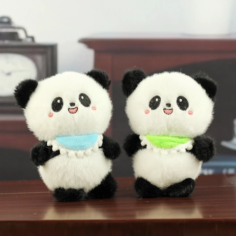 Süßer Panda Plüsch Schlüsselanhänger Cartoon Tier Stofftier Mit Buntem Lätzchen Weiche Panda Puppe Tasche Anhänger Für Rucksack Dekoration Geschenk