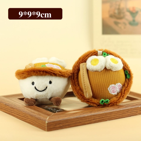 Cute Cartoon Ramen Noodle Bowl Plush Keychain Soft Stuffed Food Doll Bag Charm Pendant Gift For Teens And Adults