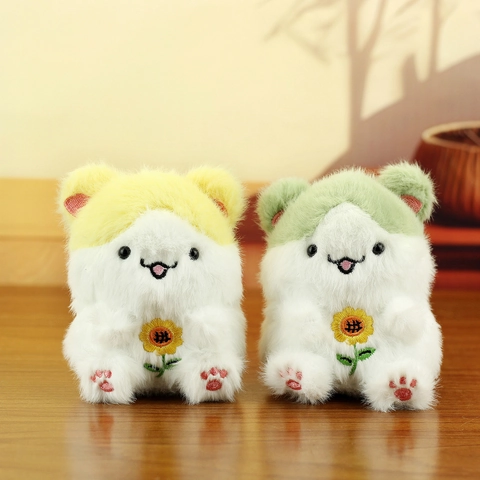 Portachiavi in Peluche a Forma di Criceto Kawaii Con Ricamo a Girasole Simpatico Ciondolo per Borsa a Forma di Topolino per Bambini
