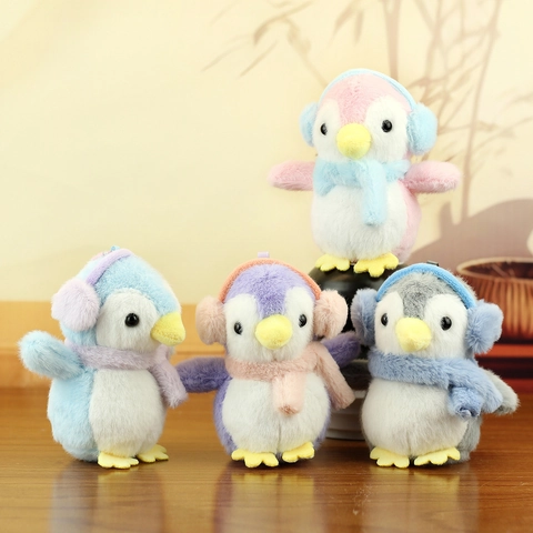 Simpatico Portachiavi a Forma di Pinguino in Peluche Morbido Ciondolo per Borsa con Sciarpe e Paraorecchie Pendente per Zaino Regalo Unisex