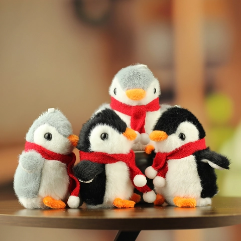 Süßer Pinguin Plüsch Schlüsselanhänger Weiches Kuscheltier Puppe Mit Rotem Schal Cartoon Taschenanhänger Geschenk