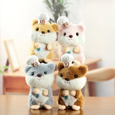 Süßer Koch Hamster Plüsch Schlüsselanhänger Weiches Kuscheltier Puppe Mit Kochmütze Und Schürze Für Tasche Anhänger Mädchen Kinder Geschenk