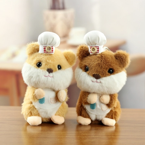 Süßer Koch Hamster Plüsch Schlüsselanhänger Weiches Kuscheltier Puppe Mit Kochmütze Und Schürze Für Tasche Anhänger Mädchen Kinder Geschenk