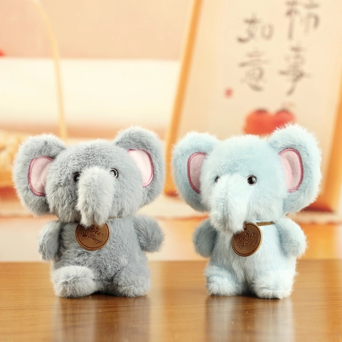 Porte-Clés Éléphant En Peluche Jouet Doux Animal En Peluche Poupée Sac Charme Pendentif Cadeau Pour Enfants Femmes Gris Bleu Brun Rose