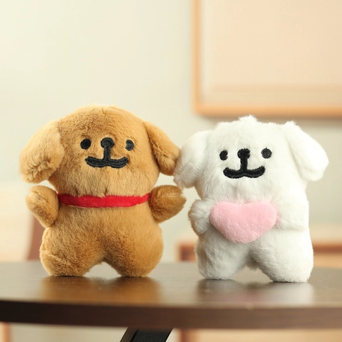 Cute Plush Dog Keychain Pendant Heart Puppy Stuffed Animal Doll Bag Charm For Birthday Gift Minimalist Puppy Soft Toy Decor