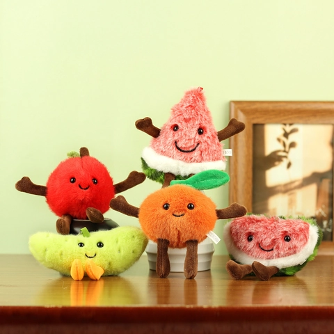 Cartoon Frucht Plüsch Schlüsselanhänger Niedliche Ausgestopfte Apfel Birne Wassermelone Banane Spielzeug Für Tasche Anhänger Geschenk