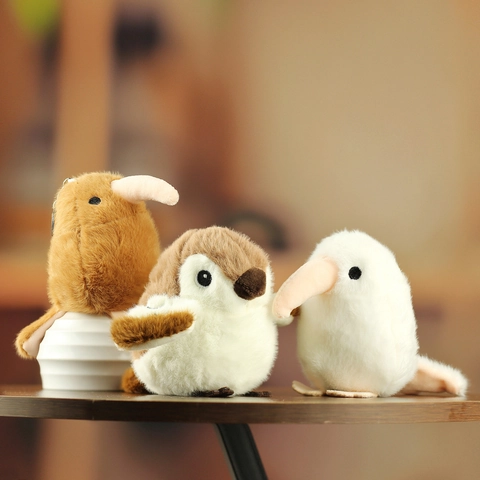 Cute Plush Bird Keychain Kiwi Bird Sparrow Stuffed Animal Bag Charm For Backpack Soft Mini Bird Plushie Ornament Home Decor Gift