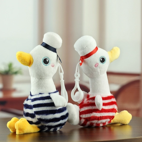 Simpatico Ciondolo Portachiavi in Peluche a Forma di Anatra da Marinaio Con Maglia a Righe Cappello da Marina Marinaio Peluche Regalo per Bambini Donna