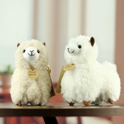 Süßer Plüsch Alpaka Schlüsselanhänger Weiches Kuscheltier Puppe Taschenanhänger Mit Handgefertigtem Holzanhänger Für Mädchen Rucksack Ornament Geschenk