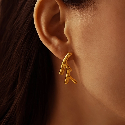 Stainless Steel Tree Branch Stud Earrings Irregular Organic Coral Shape Gold Silver PVD Plated Jewelry For Women Party Accessory