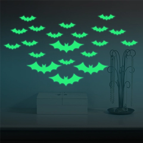 Halloween Adesivi Murali Pipistrello Fluorescenti Pipistrelli Luminosi Per Camera Da Letto Bambini Festa Casa Decorazioni