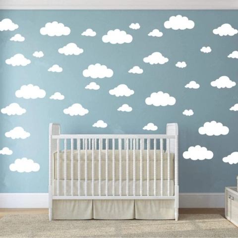 Adesivi Murali Creativi a Forma di Nuvola Fai da Te Rimovibili in PVC per Cameretta Bambini Casa Decorazione Bianco Rosa Grigio