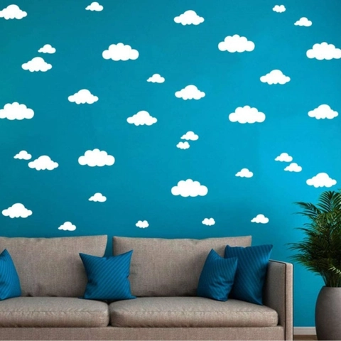 Adesivi Murali Creativi a Forma di Nuvola Fai da Te Rimovibili in PVC per Cameretta Bambini Casa Decorazione Bianco Rosa Grigio