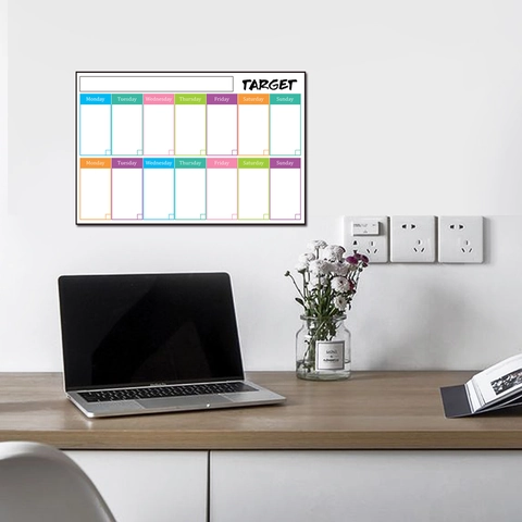Modern PVC Dry Erase Weekly Planner Wall Sticker Self-Adhesive Weekly Schedule Calendar Board For Home Office Kids Study