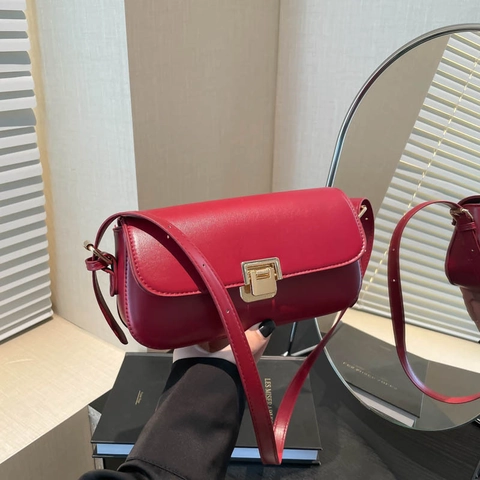 Bolso de Hombro de Cuero PU para Mujer Moda Color Sólido Bolso Cuadrado Pequeño Con Cierre de Metal Bolso Diario