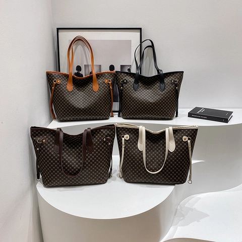 Bolso Tote de Gran Capacidad Con Estampado Geométrico Vintage para Mujer Bolso de Hombro de Moda de Cuero PU Casual Street Style