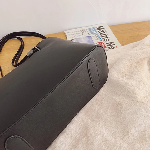 Borsa Tote In Pelle PU Grande Capacità Minimalista Chic Lettera Di Moda Chiusura Con Cerniera Borsa A Spalla Donna Quotidiana