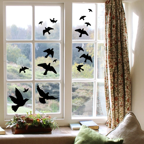 Black Bird Silhouette Window Decals PVC Anti-Collision Glass Stickers For Home Decor Living Room Bedroom DIY Wall Art