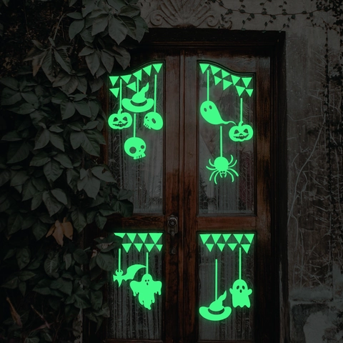 Halloween Φωτεινά Αυτοκόλλητα Παραθύρου Φάντασμα Κολοκύθα Φωσφορίζουν Στο Σκοτάδι PVC Διακόσμηση για Πάρτι και Παράθυρα Σπιτιού