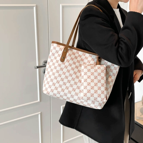 Borsa Tote Vintage Con Stampa Geometrica Borsa Da Mano In Pelle PU E Pochette Per Donna Stile Pendolare Professionale