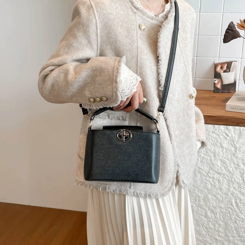 Women Fashion PU Leather Small Square Crossbody Bag Minimalist Top Handle Handbag Shoulder Bag Daily Party Street Style