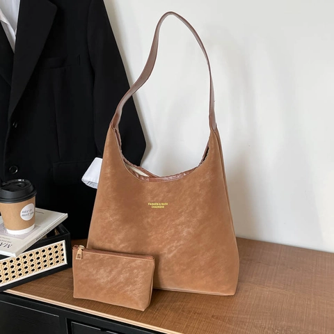 Bolso de Mano de Gran Capacidad para Mujer Cuero PU Mate Bolso de Hombro Minimalista Color Sólido Bolso Hobo Estilo Coreano