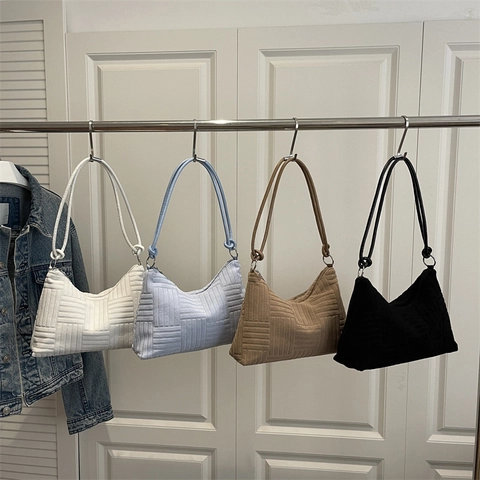 Bolso de Hombro de Axila de Gran Capacidad para Mujer Bolso de Mano de Poliéster Minimalista Bolso de Tela Texturizada de Color Sólido