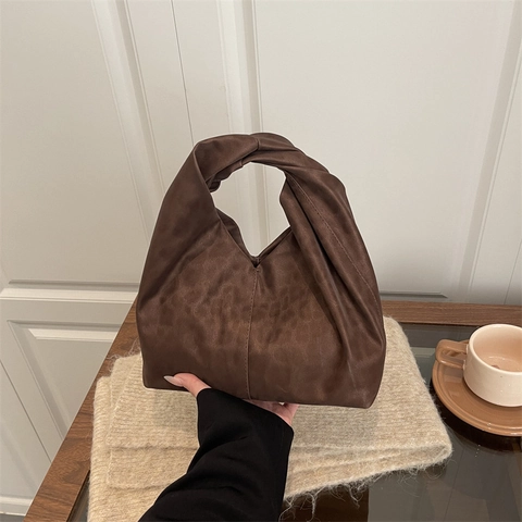 Dames Luipaardprint Handtas met Knoop Handvat Suède-imitatie Grote Capaciteit Lazy Style Tote Bag Casual Elegante Tas