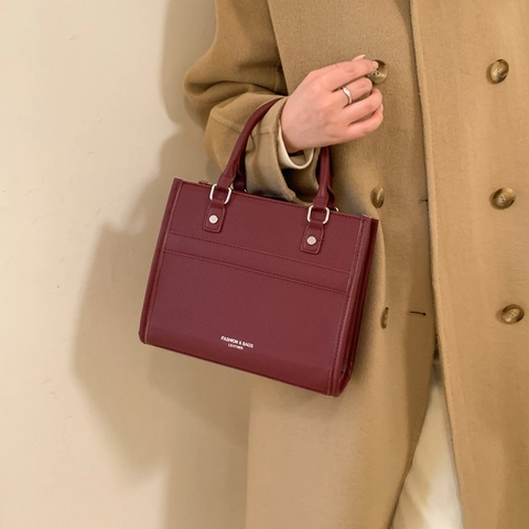 Dames Mode PU Leren Tote Bag Minimalistische Letterprint Crossbody Handtas Grote Capaciteit Forensen Schoudertas