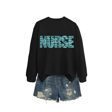 Felpa da Donna Casual a Maniche Lunghe Girocollo Tema Infermiera Lettere Vuote Stampa Stetoscopio Pullover in Misto Cotone Comodo