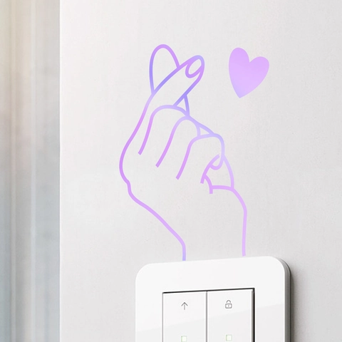 Pegatina De Interruptor Gesto De Corazón Luminoso Calcomanía De Pared Fluorescente Para Dormitorio Sala Decoración
