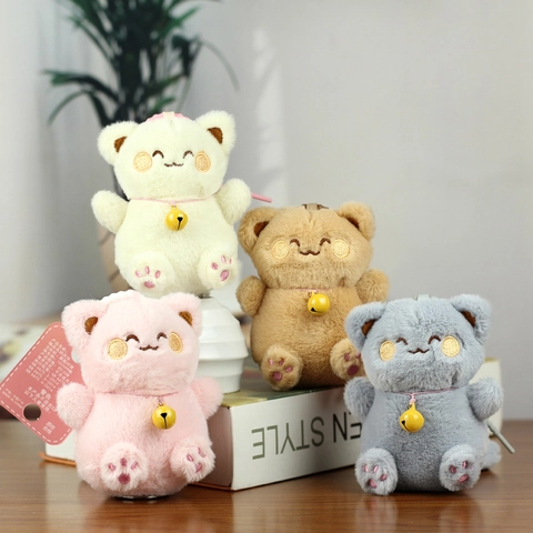 Llavero de Gato de la Suerte de Peluche Lindo Colgante de Muñeca de Animal Relleno Con Cascabel Decoración de Bolso Juguete Gatito Regalo