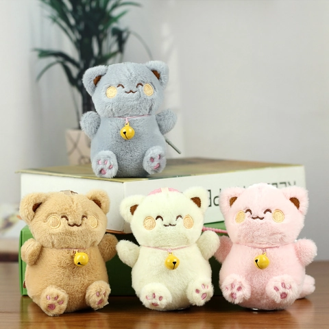 Llavero de Gato de la Suerte de Peluche Lindo Colgante de Muñeca de Animal Relleno Con Cascabel Decoración de Bolso Juguete Gatito Regalo