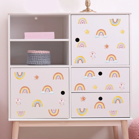 Boho Regenboog Muurstickers PVC Aquarel Ster Wolk Stickers Voor Kinderkamer Slaapkamer Woonkamer Decoratie