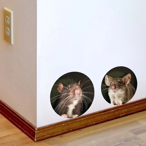 Pegatinas de Pared de Agujero de Ratón 3D Realistas PVC Impermeable Decoración Hogar Pegatinas de Animales Para Dormitorio Sala Cocina