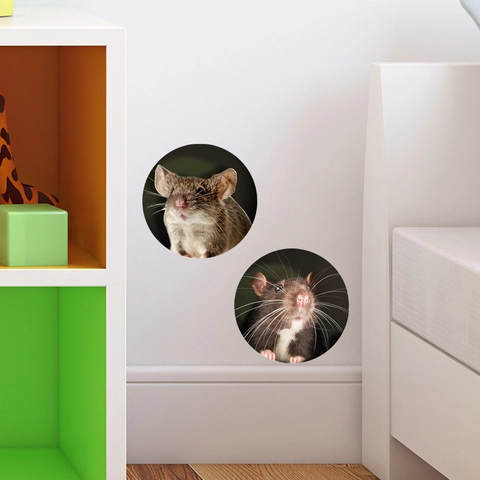 Pegatinas de Pared de Agujero de Ratón 3D Realistas PVC Impermeable Decoración Hogar Pegatinas de Animales Para Dormitorio Sala Cocina