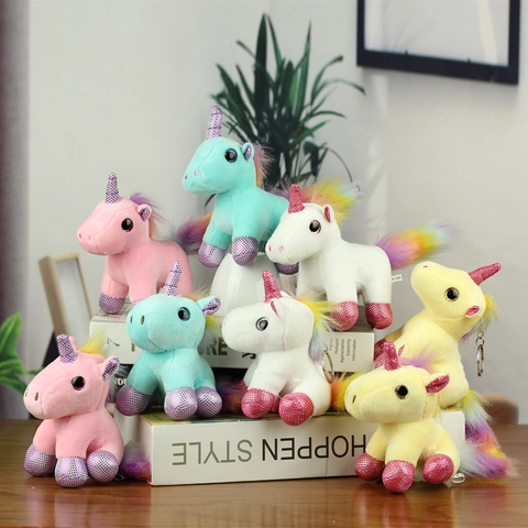Süßer Regenbogen Einhorn Plüsch Schlüsselanhänger Mit Paillettenhorn Mähne Pony Stofftier Tasche Charm Für Kinder Mädchen Geschenk