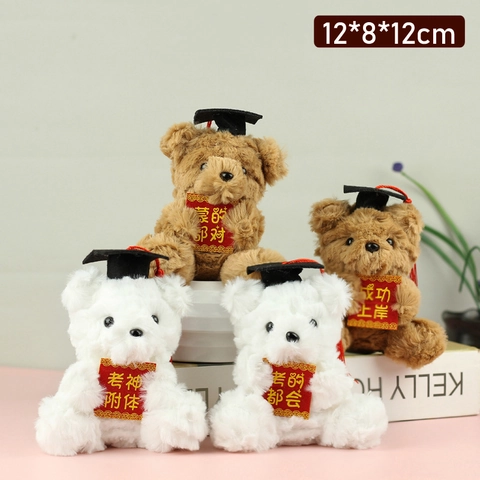 Cute Graduation Doctoral Teddy Bear Plush Keychain Doctoral Hat Exam Blessing Scroll Pendant For Students Bag Graduation Gift